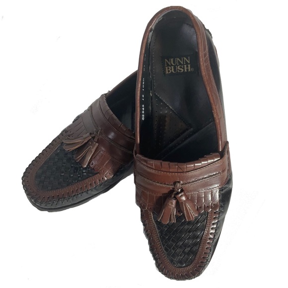 Nunn Bush Slip On Two-Toned Leather black & brown woven toe, kiltie loafer 10.5 main image 11